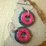Washer Earrings: Bright Blue And Pink